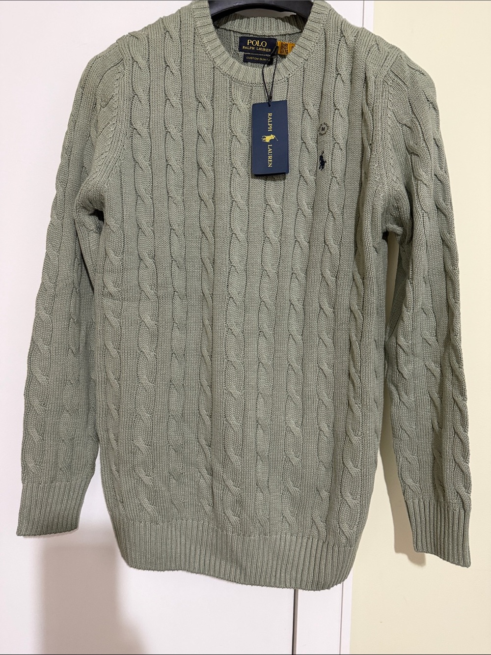 Polo Ralph Lauren Green Cable Knit Cotton Sweater  Men M